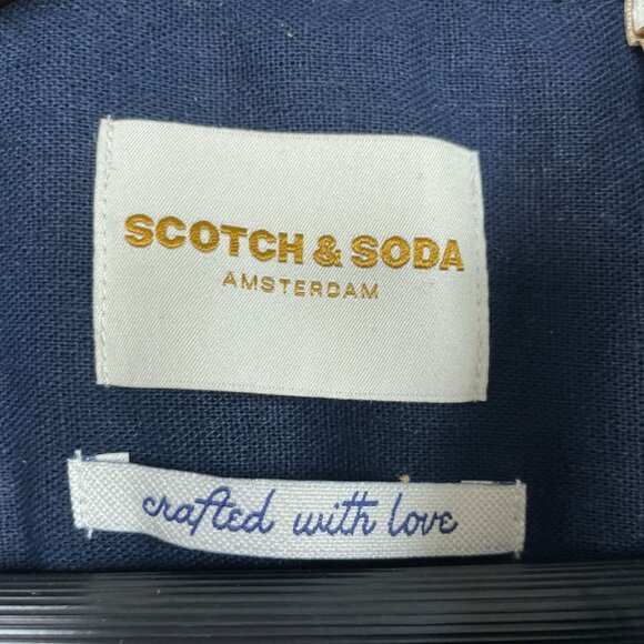 Scotch & Soda Mens Blue Button-Up Shirt Large Linen Blend a1481 - Picture 3 of 7